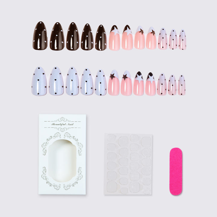 Creative Nail Art Set with Sparkling Stars and Dots Bowlift