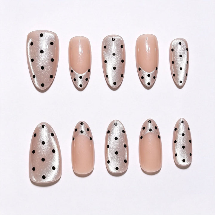 Artistic Polka Dot Press-On Nail Tips Bowlift