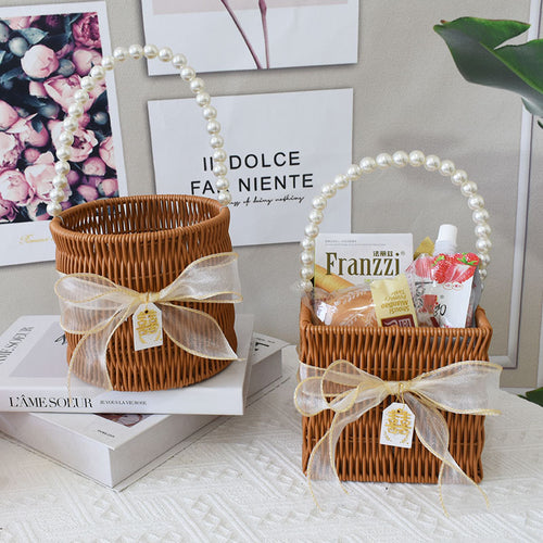 Elegant Handcrafted Rattan Tote Basket Bowlift