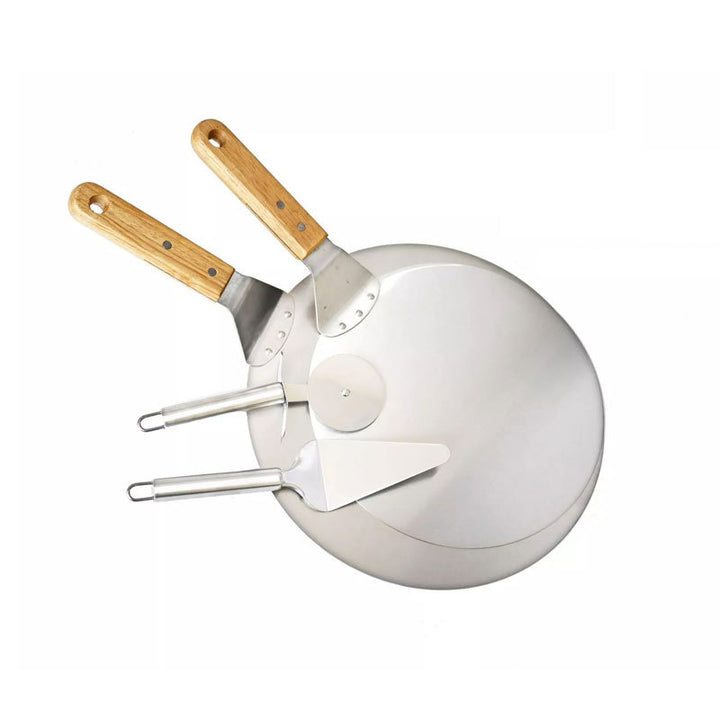 Professional Pizza Baking Set with Stainless Steel Peels, Cutter and Serving Spatula Bowlift