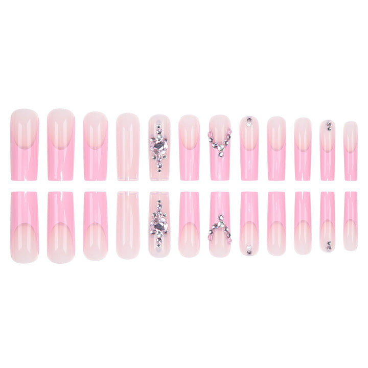 Glamorous Crystal-Embellished Long Press-On Nails Bowlift