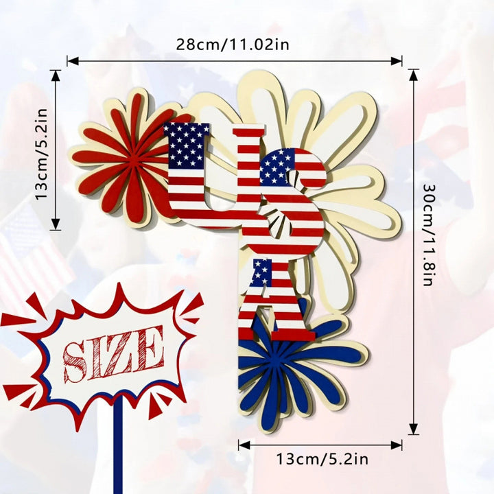 Independence Day layered laser-cut corner door and wall plaque with USA flag letter motif Bowlift