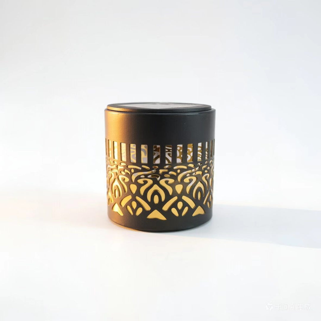 Decorative Solar-Powered Metal Lantern With Geometric Cutout And Warm LED Candle Effect Bowlift