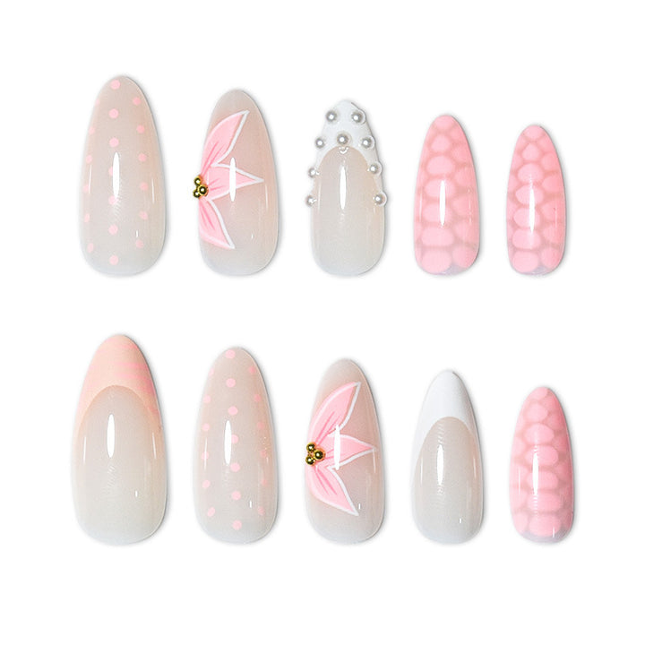 Elegant Press-On Nail Art Set with Unique Designs Bowlift