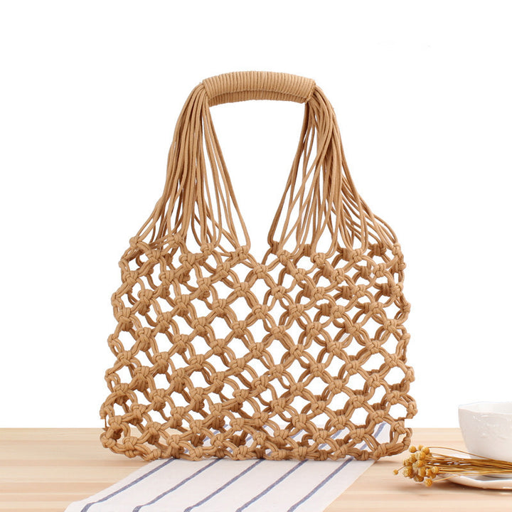 Handmade mesh tote bag with ergonomic carrying handle Bowlift