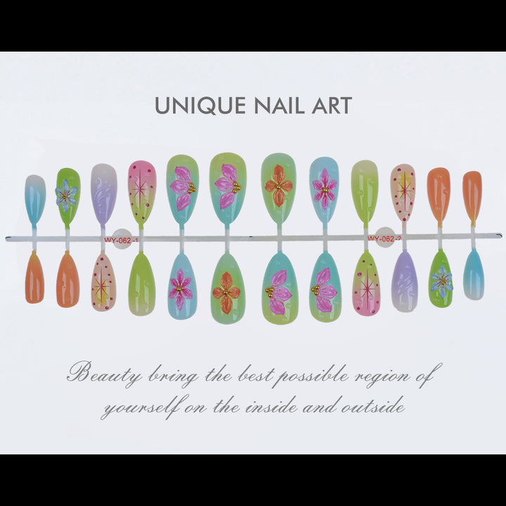 Artistic Floral-Embellished Press-On Nail Set Bowlift