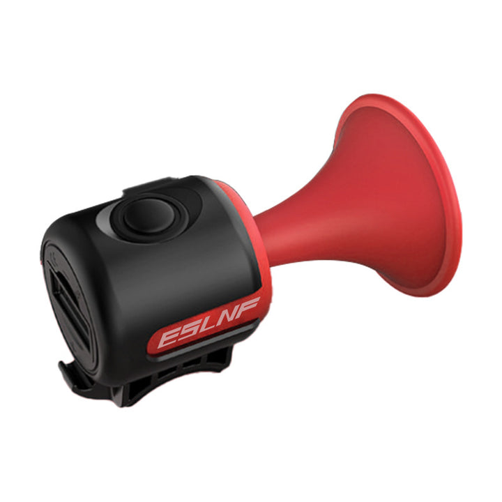 rechargeable high-decibel electric bicycle horn with trumpet-style mount and splash-resistant housing Bowlift