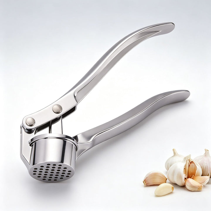 Heavy-Duty Stainless Steel Garlic Press with Ergonomic Leverage Handle Bowlift