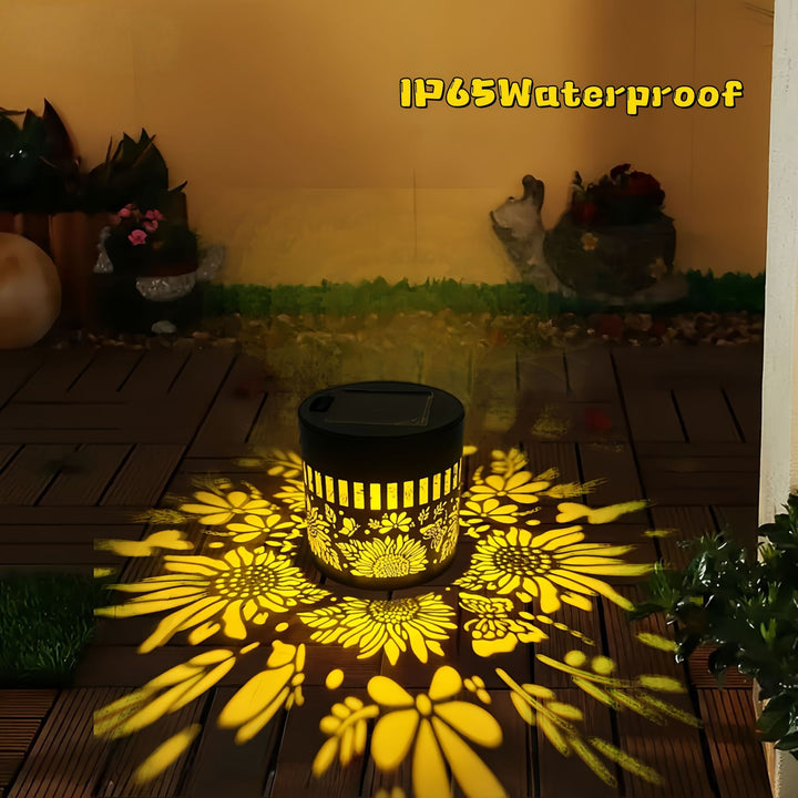 Solar Projection Garden Light With Decorative Floral Pattern And Dusk-To-Dawn Sensor Bowlift