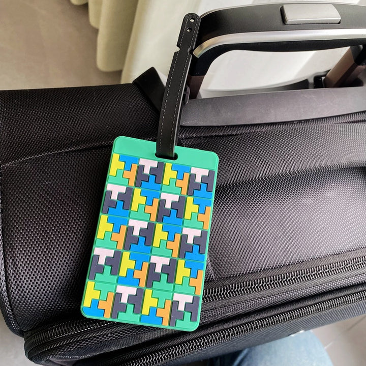 Vibrant Puzzle Pattern Luggage Tag Bowlift