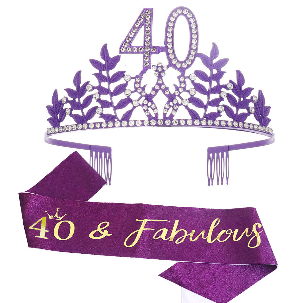 Women's Glamorous Birthday Crown with Shining Rhinestones Bowlift