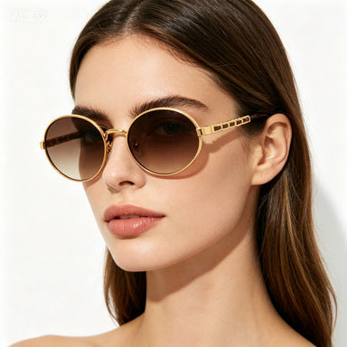 Women's elegant round sunglasses with luxurious frame and comfortable temples Bowlift