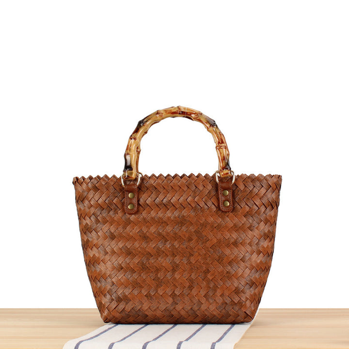 Elegant basket bag with bamboo handles Bowlift