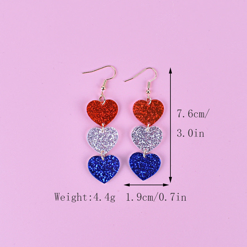Women's nan triple star dangle glitter resin earrings with hypoallergenic hooks Bowlift