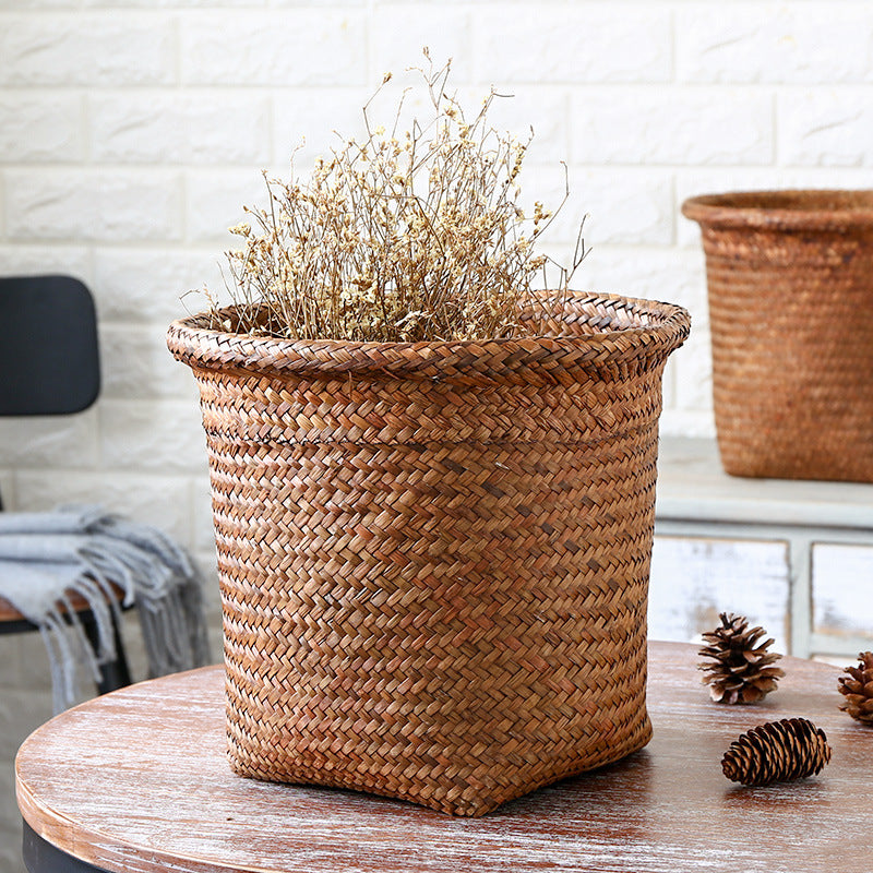 Handcrafted Natural Fiber Storage Bin Bowlift