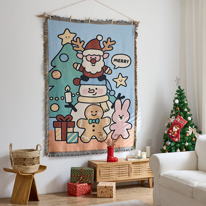 Whimsical Holiday Themed Tapestry Wall Hanging
