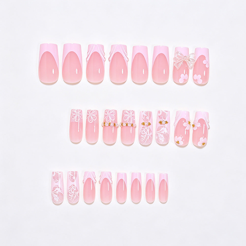 Elegant Floral Press-On Nail Art Tips Bowlift