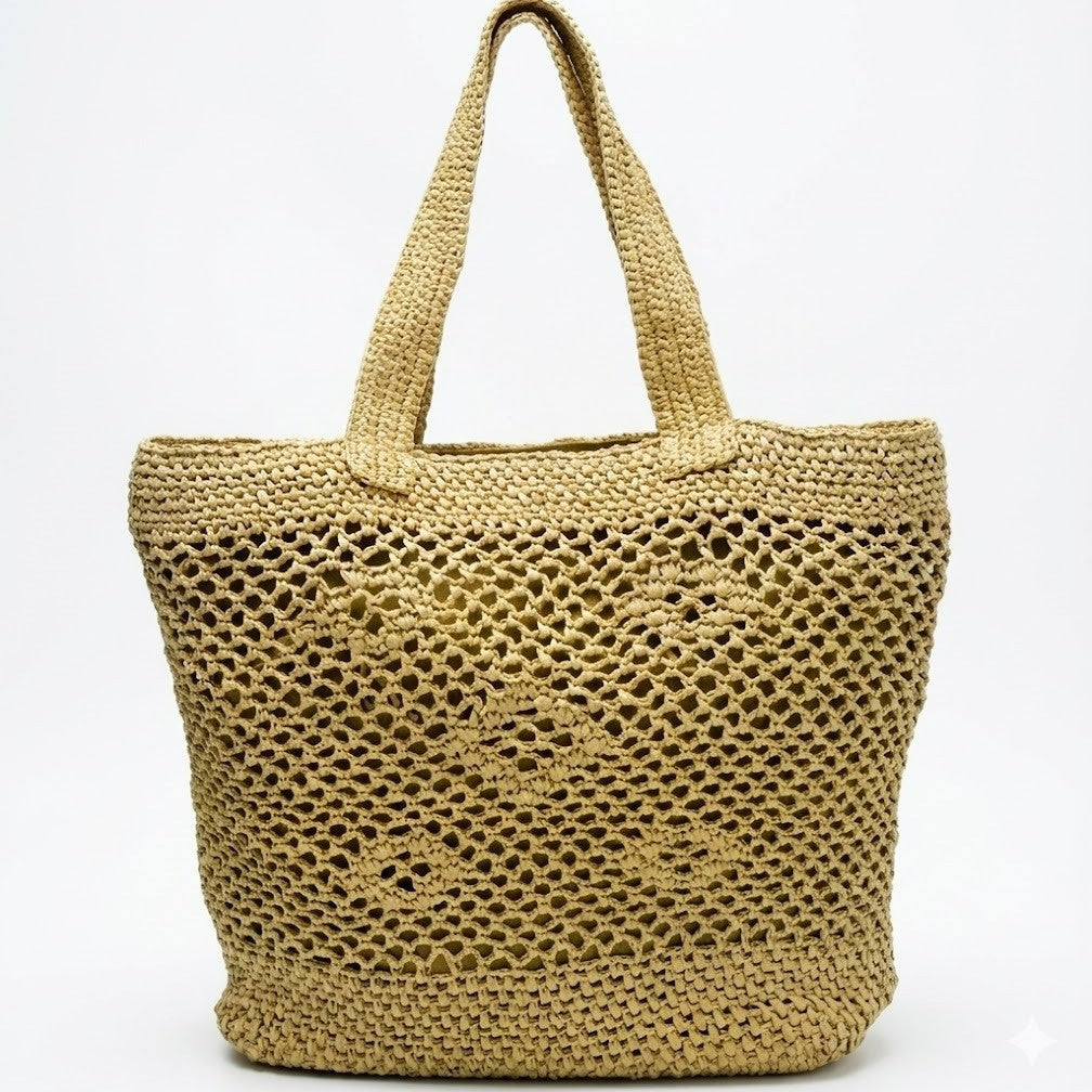 Large macrame bag with leather accents Bowlift