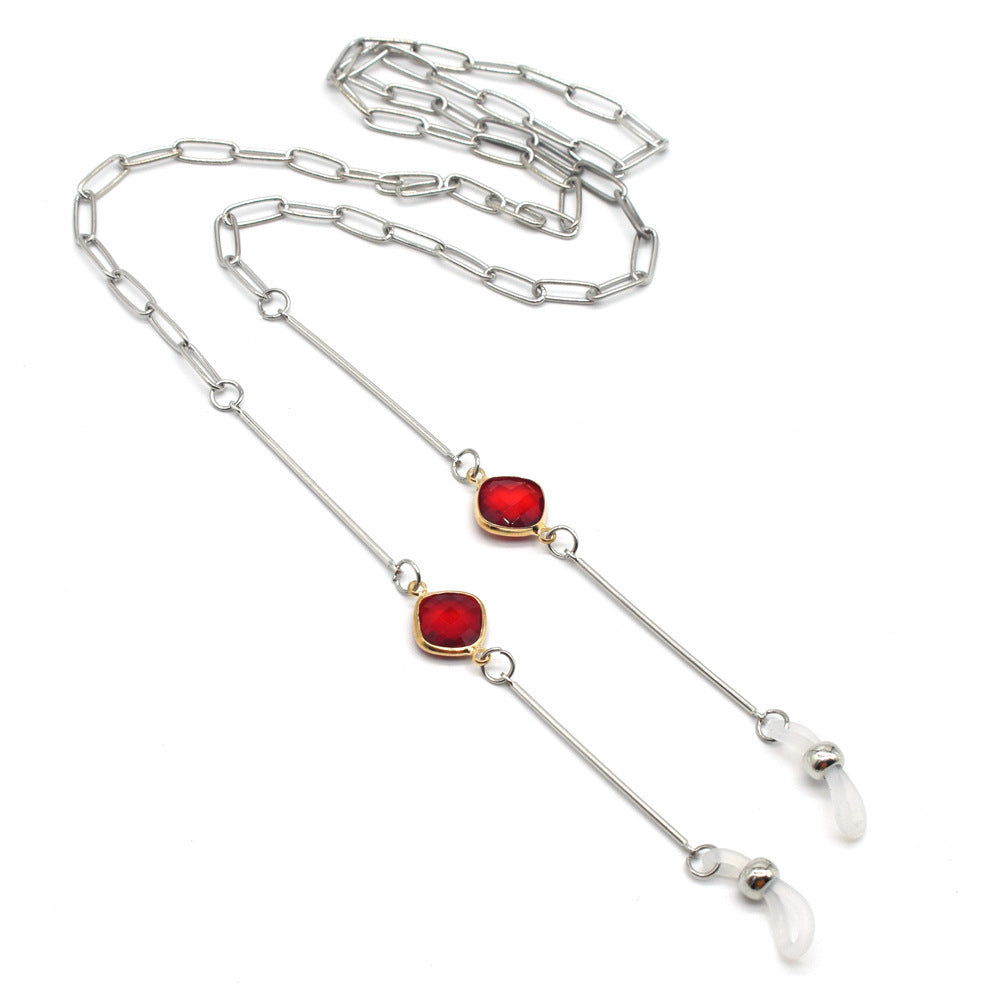 Fashionable glasses holder chain with colorful crystal pendants Bowlift