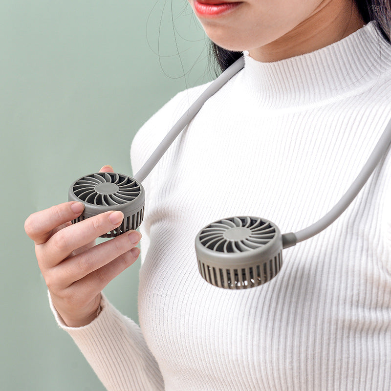 Unisex portable neck fan with dual fan heads, flexible neckband, quiet brushless motor, and USB charging function Bowlift