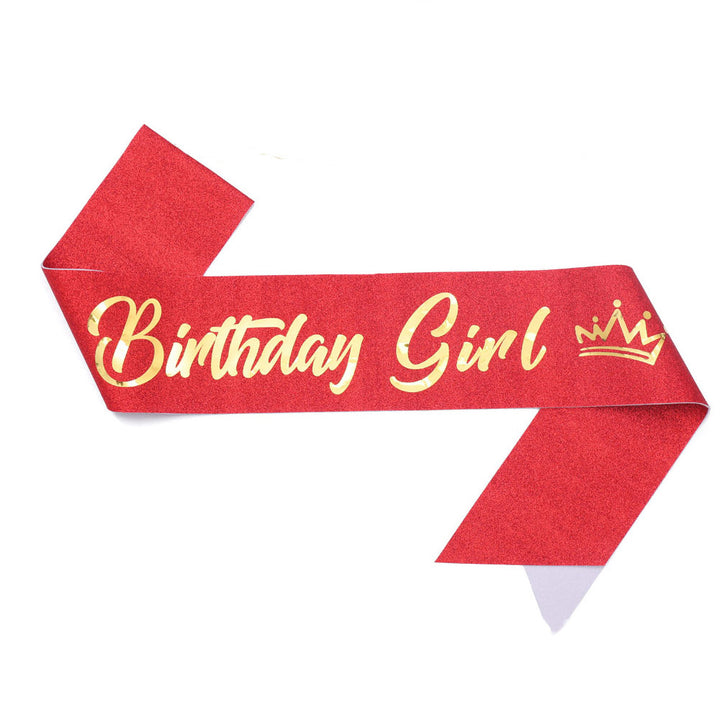 Women's festive birthday sash with glitter Bowlift