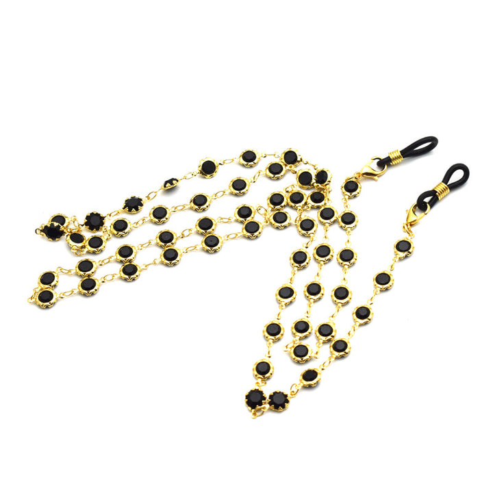 Elegant Black Gemstone Eyewear Chain Bowlift