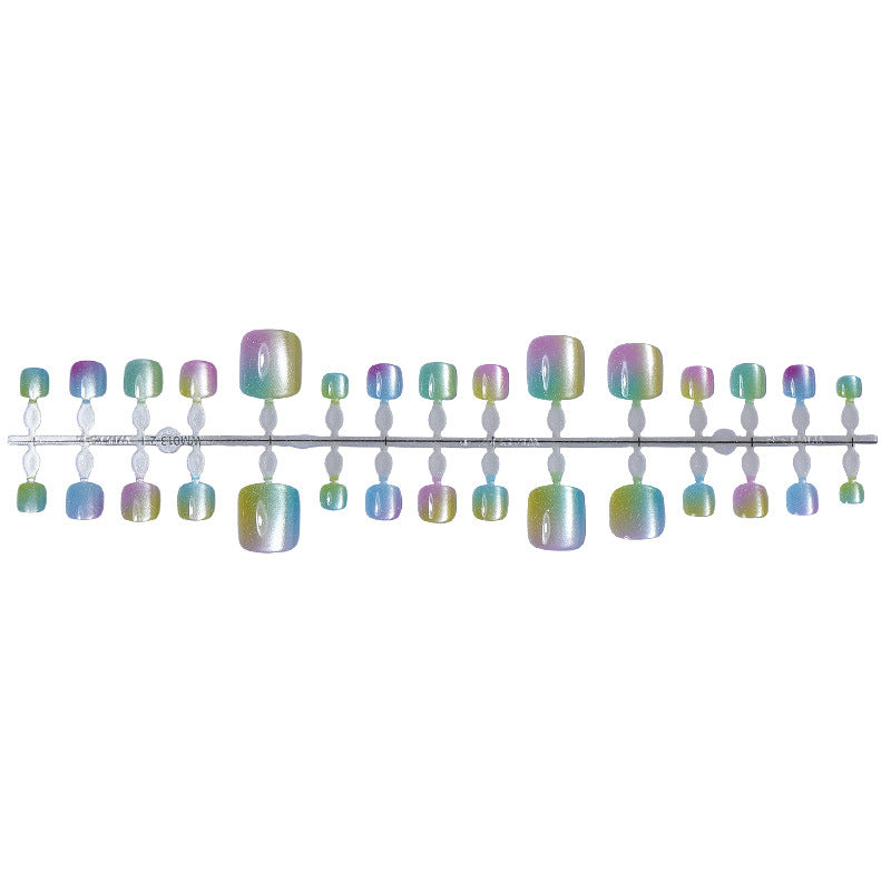High-Quality Press-On Nail Art Set with Iridescent Finish Bowlift