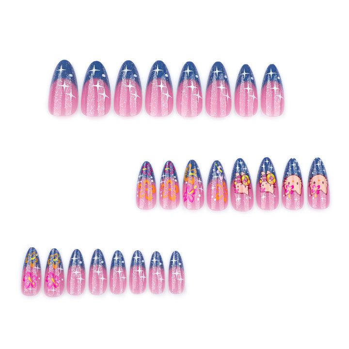 Artistic stiletto nails with playful design Bowlift