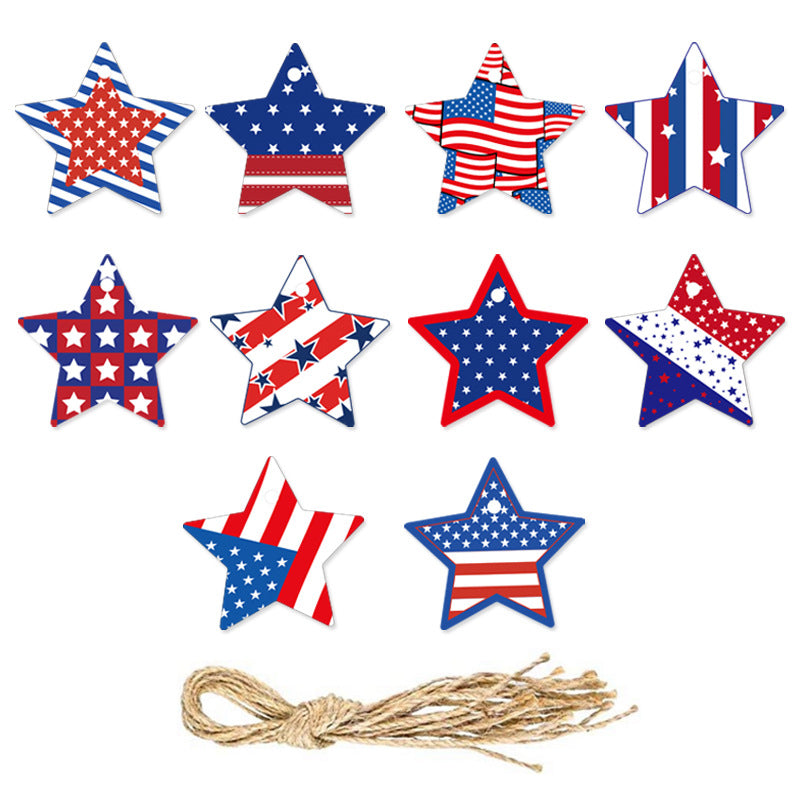 Unisex paper star-shaped tag with USA motif and jute cord Bowlift