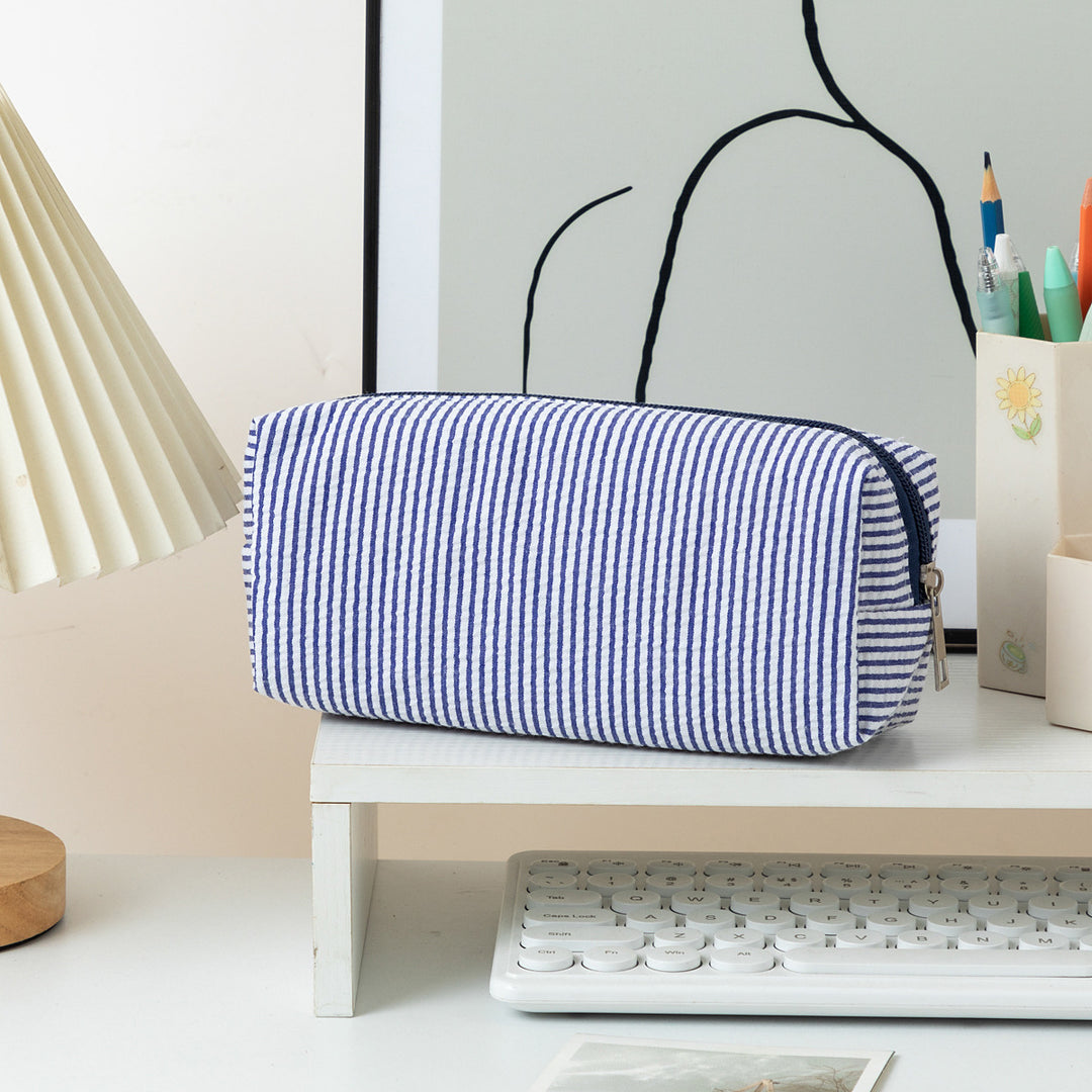 Striped Zippered Pencil Case Bag Bowlift