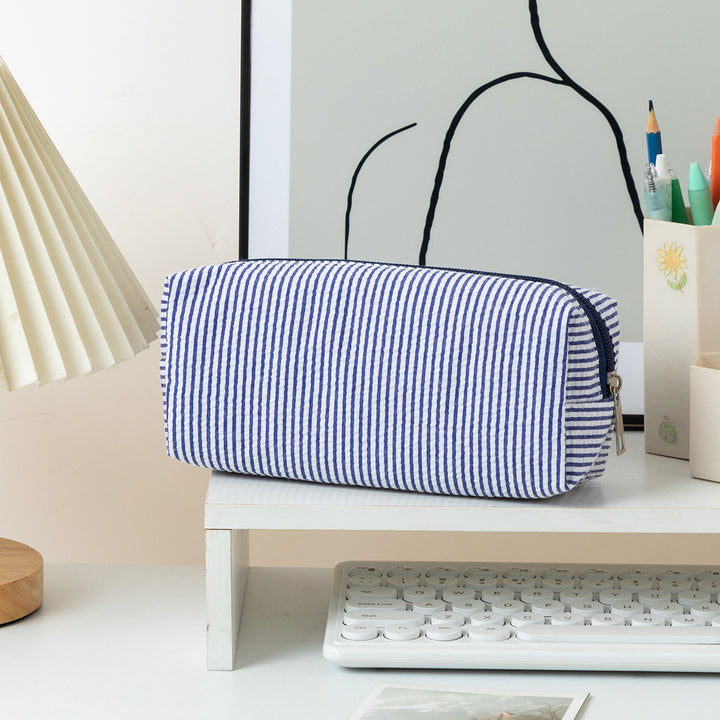 Striped Zippered Pencil Case Bag Bowlift