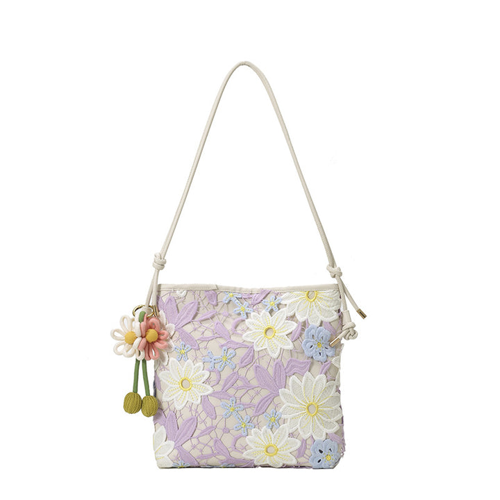 Artfully Embroidered Handbag Bowlift