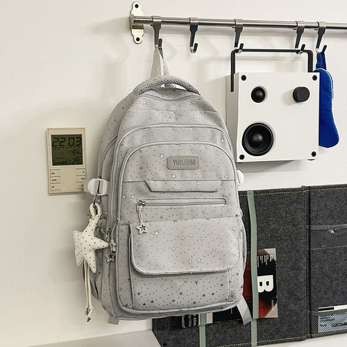 Multi-Compartment Star-Embellished School Backpack