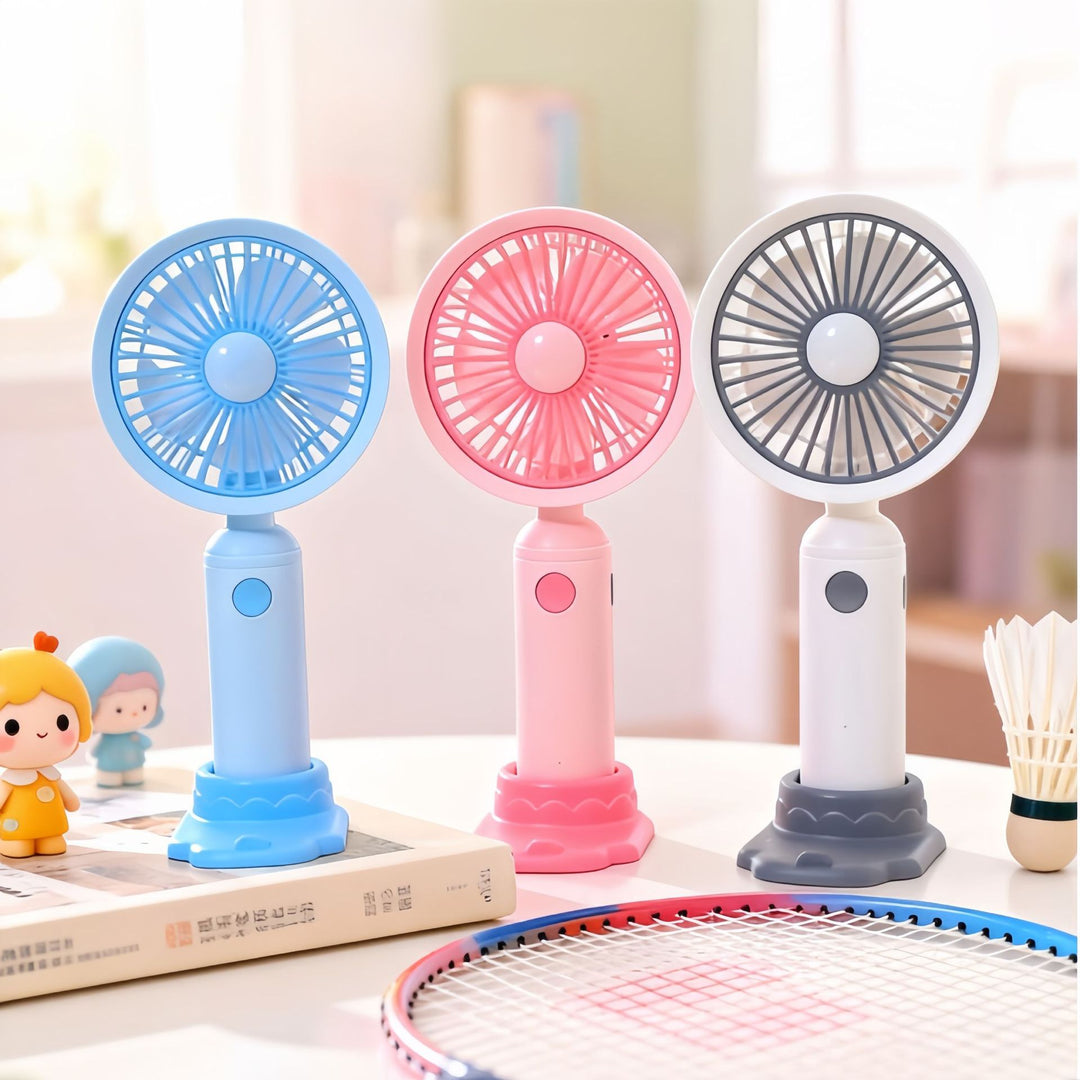 Ladies Portable Hand Fan with USB Charging Function and Flexible Stand Bowlift