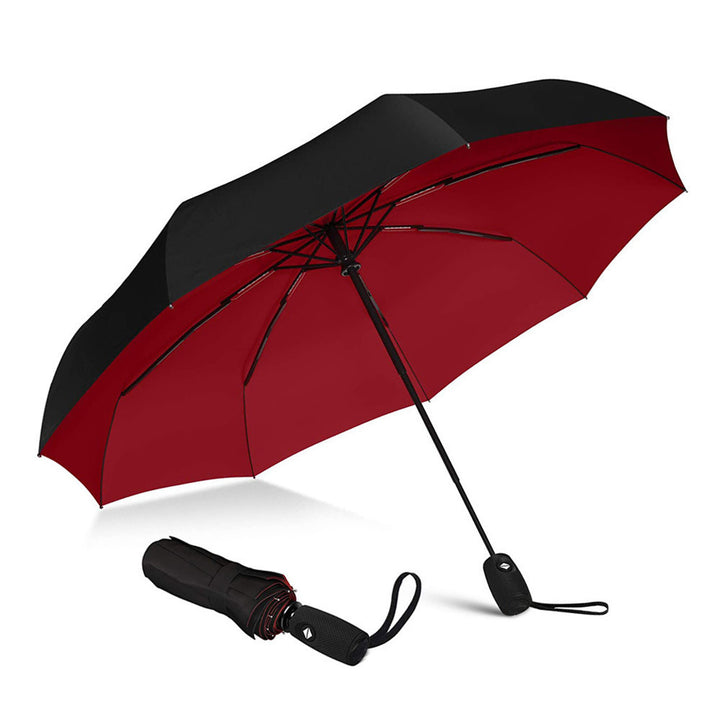 Compact automatic windproof travel umbrella with fiberglass ribs and ergonomic handle Bowlift