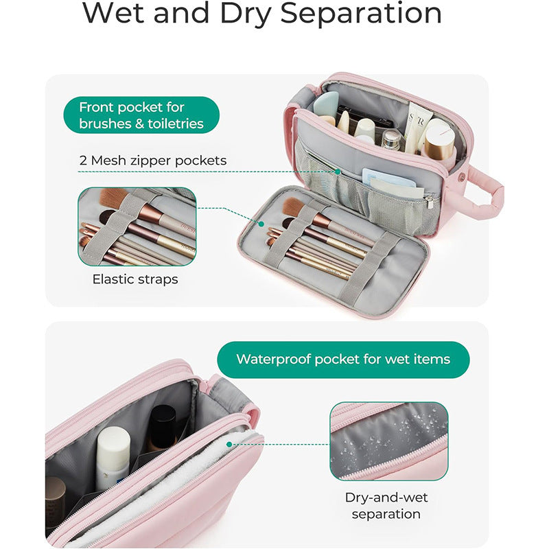 Cosmetic Organizer Bag with Multiple Compartments and Removable Interior Compartment Bowlift