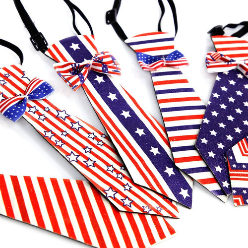 Unisex nan patriotic striped pet necktie with adjustable elastic collar Bowlift