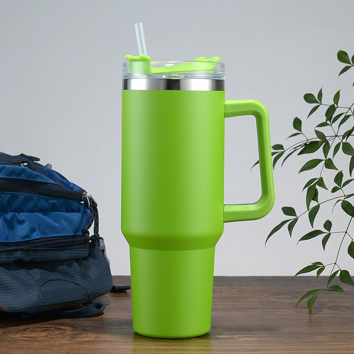 Women High-Quality Thermo Mug with Practical Carrying Handle and Integrated Straw Bowlift