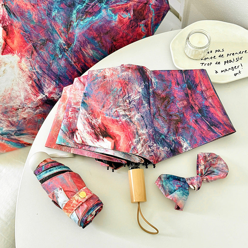 Women's Folding Umbrella with Creative Art Design Bowlift