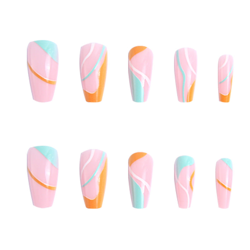 Stylish artificial nails with colorful wave pattern Bowlift