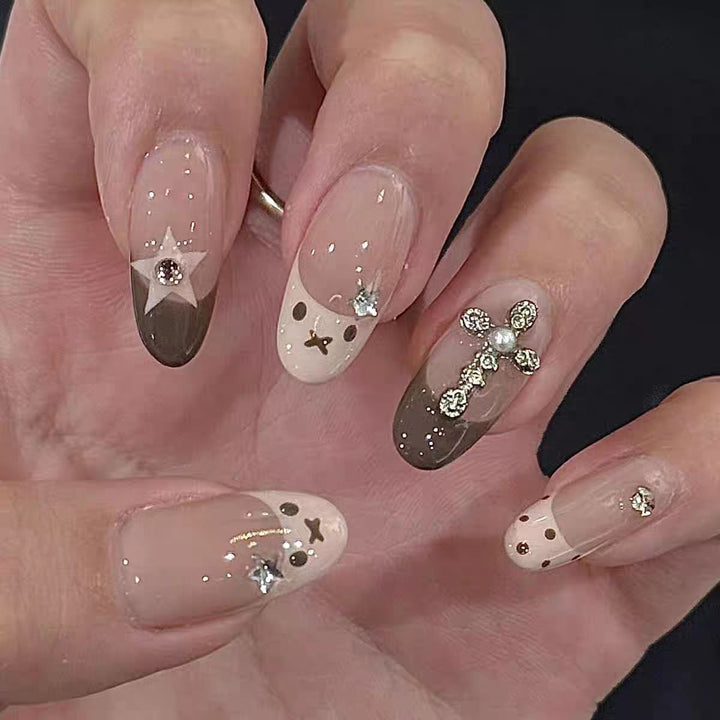 Cute Bear-Themed Press-On Nail Set Bowlift