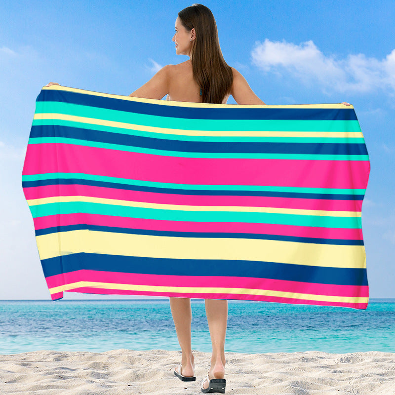 Beach towel with vibrant gradient color and stylish striped design Bowlift
