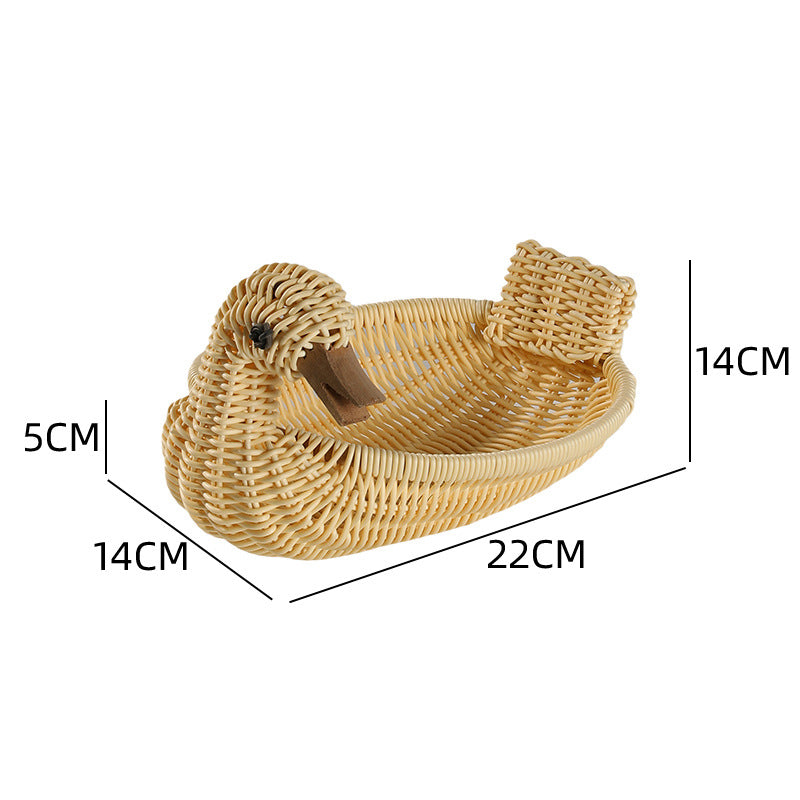 Decorative Woven Duck-Shaped Storage Basket Bowlift
