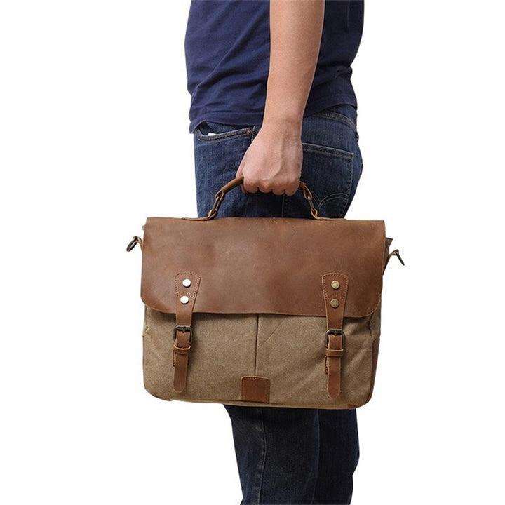 Robust Briefcase Made of Durable Canvas and Leather Bowlift