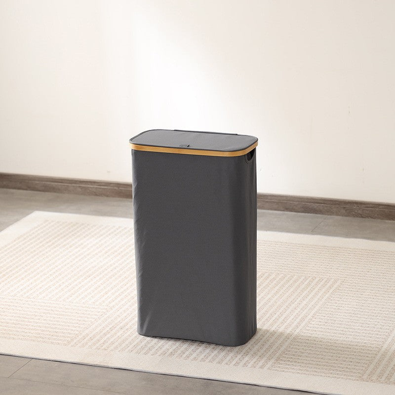 Elegant waste bin with bamboo lid Bowlift