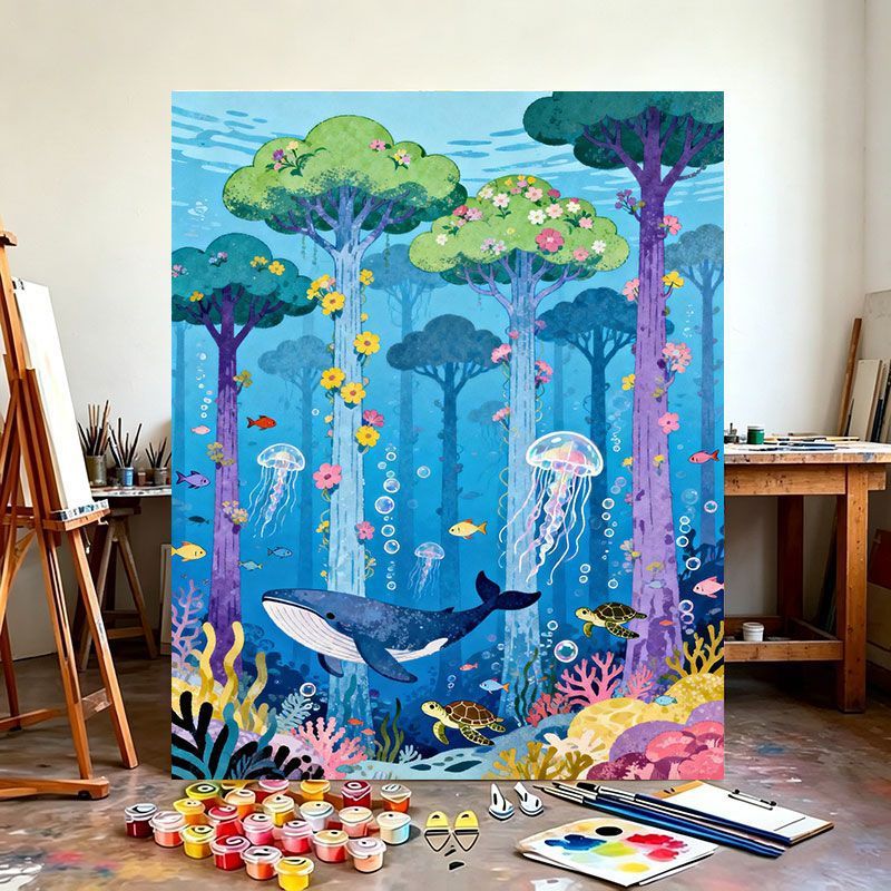 Underwater Fantasy Scene Canvas Art Print Bowlift