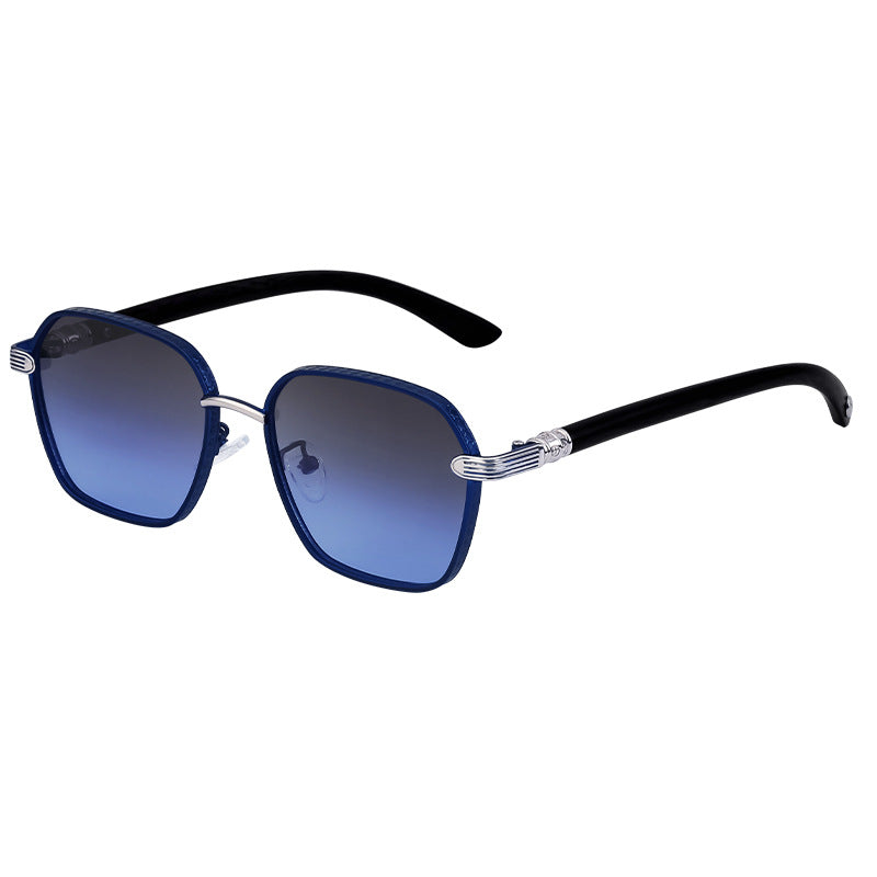 Designer Square Metal-Frame Sunglasses with Gradient Polarized Lenses Bowlift