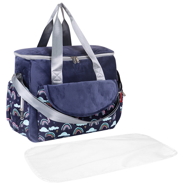 Diaper bag with organized compartments and removable changing mat Bowlift