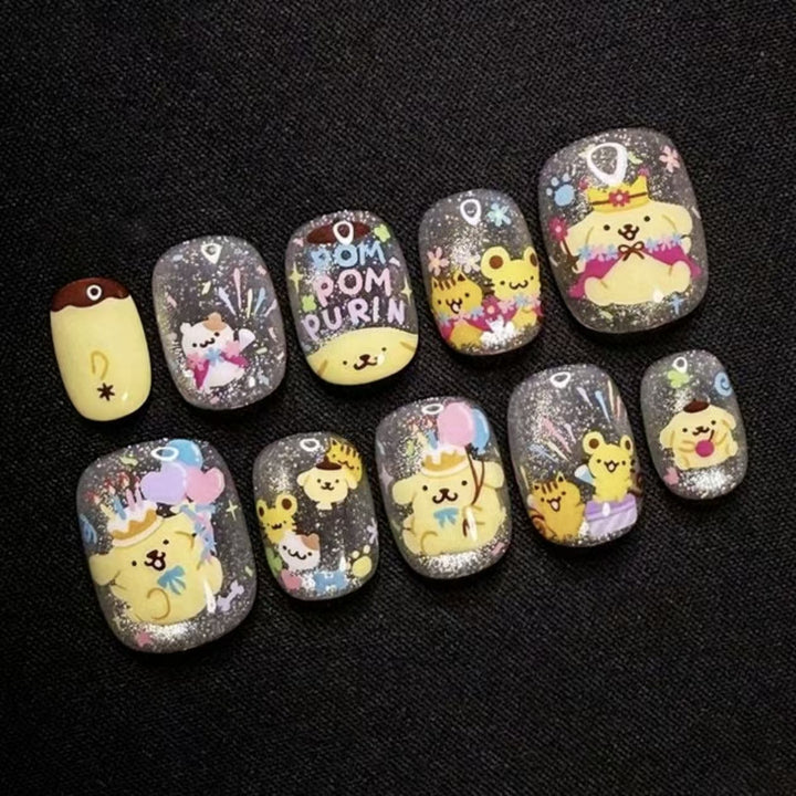 Whimsical Character Press-On Nail Art Set Bowlift