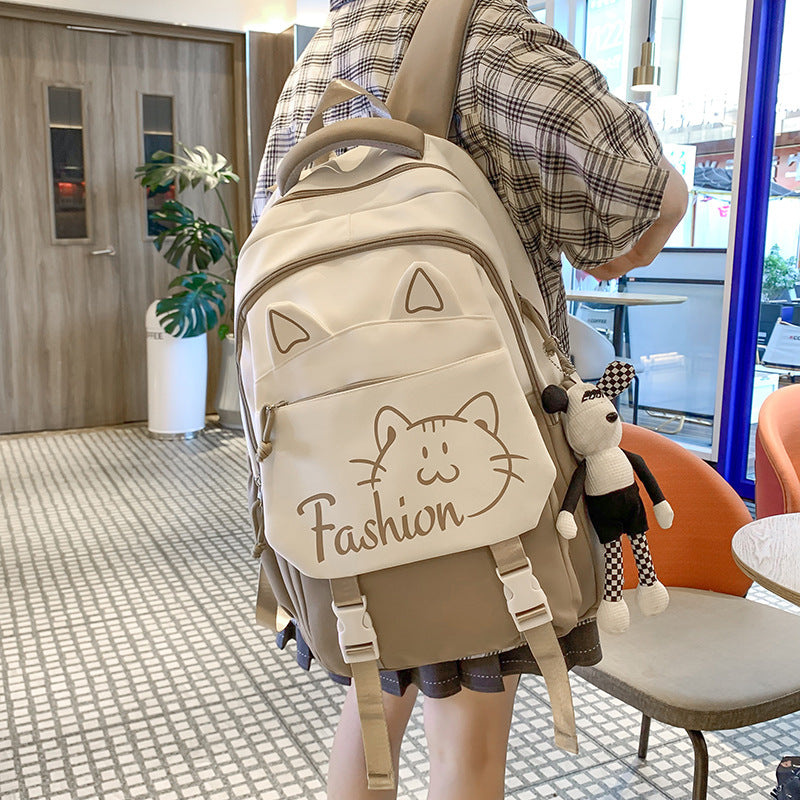 Backpack with Cute Cat Ears and Practical Compartments Bowlift